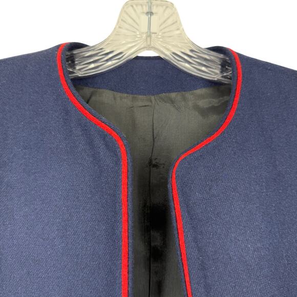 Vintage Navy Red Glen Aire Wool Feel Blazer Sz 9/10 Preppy Y2K 90s Old Money - Picture 8 of 15
